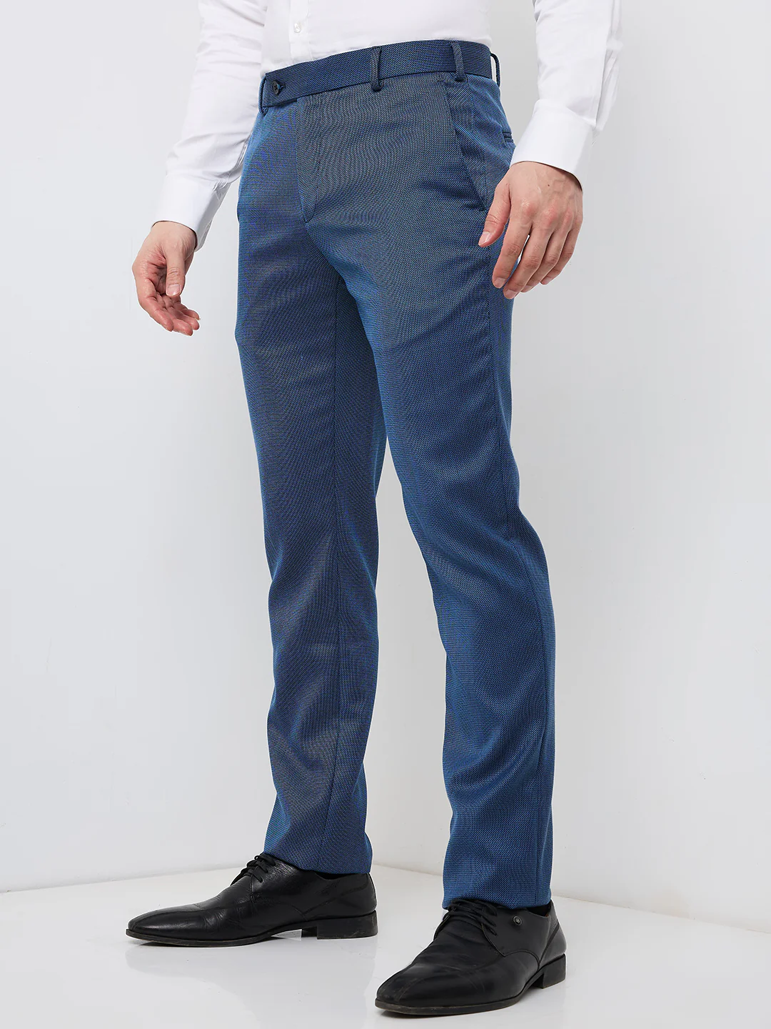 Raymond Men Blue Structure Slim Fit Polyester Blend Trouser - Image 3