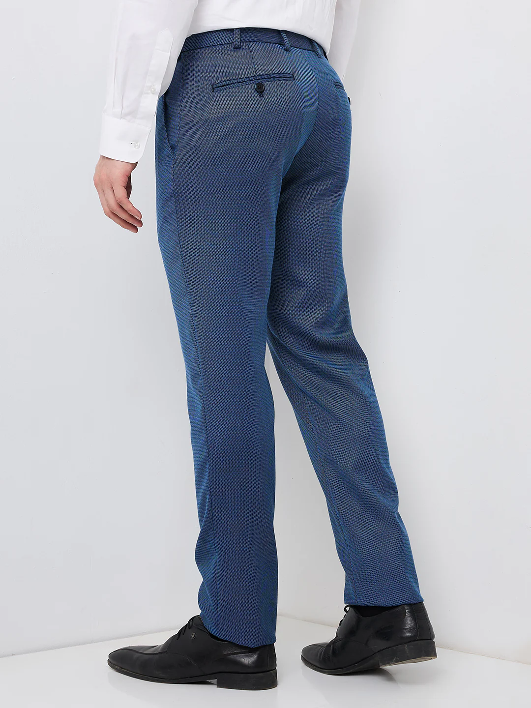 Raymond Men Blue Structure Slim Fit Polyester Blend Trouser - Image 4