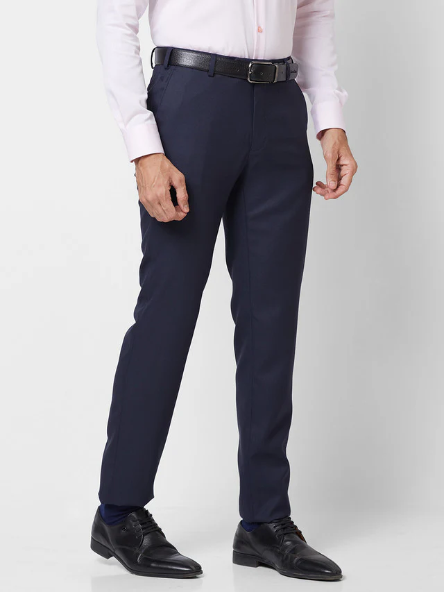 Raymond Men Blue Structure Slim Fit Polyester Blend Trouser - Image 2