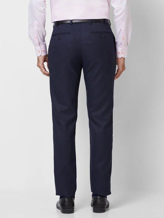 Raymond Men Blue Structure Slim Fit Polyester Blend Trouser - Image 5