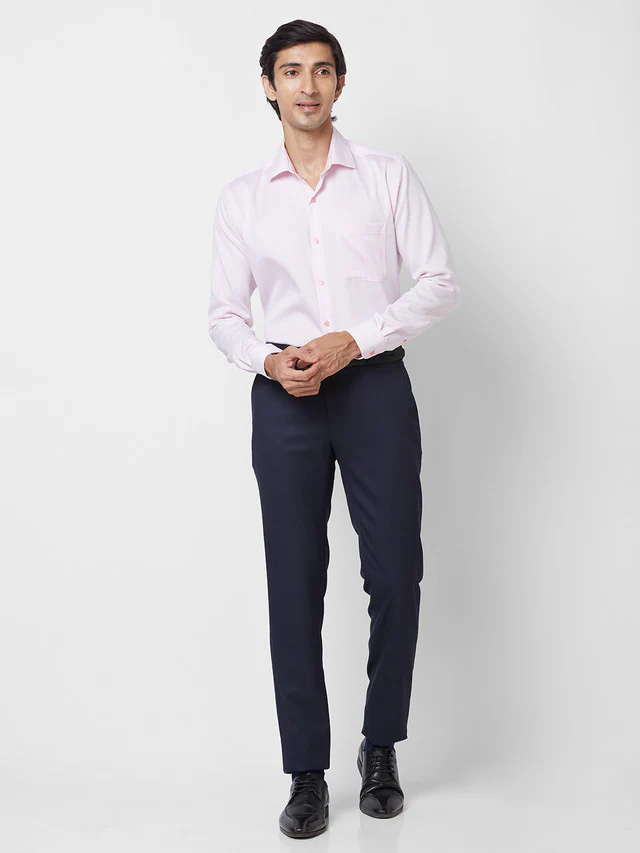 Raymond Men Blue Structure Slim Fit Polyester Blend Trouser - Image 6