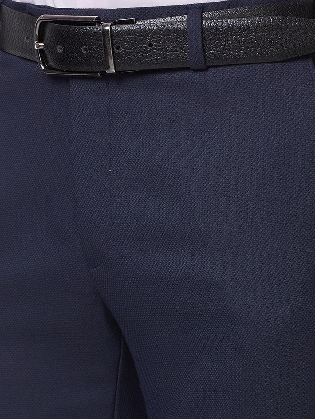 Raymond Men Blue Structure Slim Fit Polyester Blend Trouser - Image 7