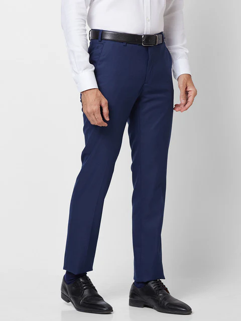 Raymond Men Blue Structure Slim Fit Polyester Blend Trouser - Image 2