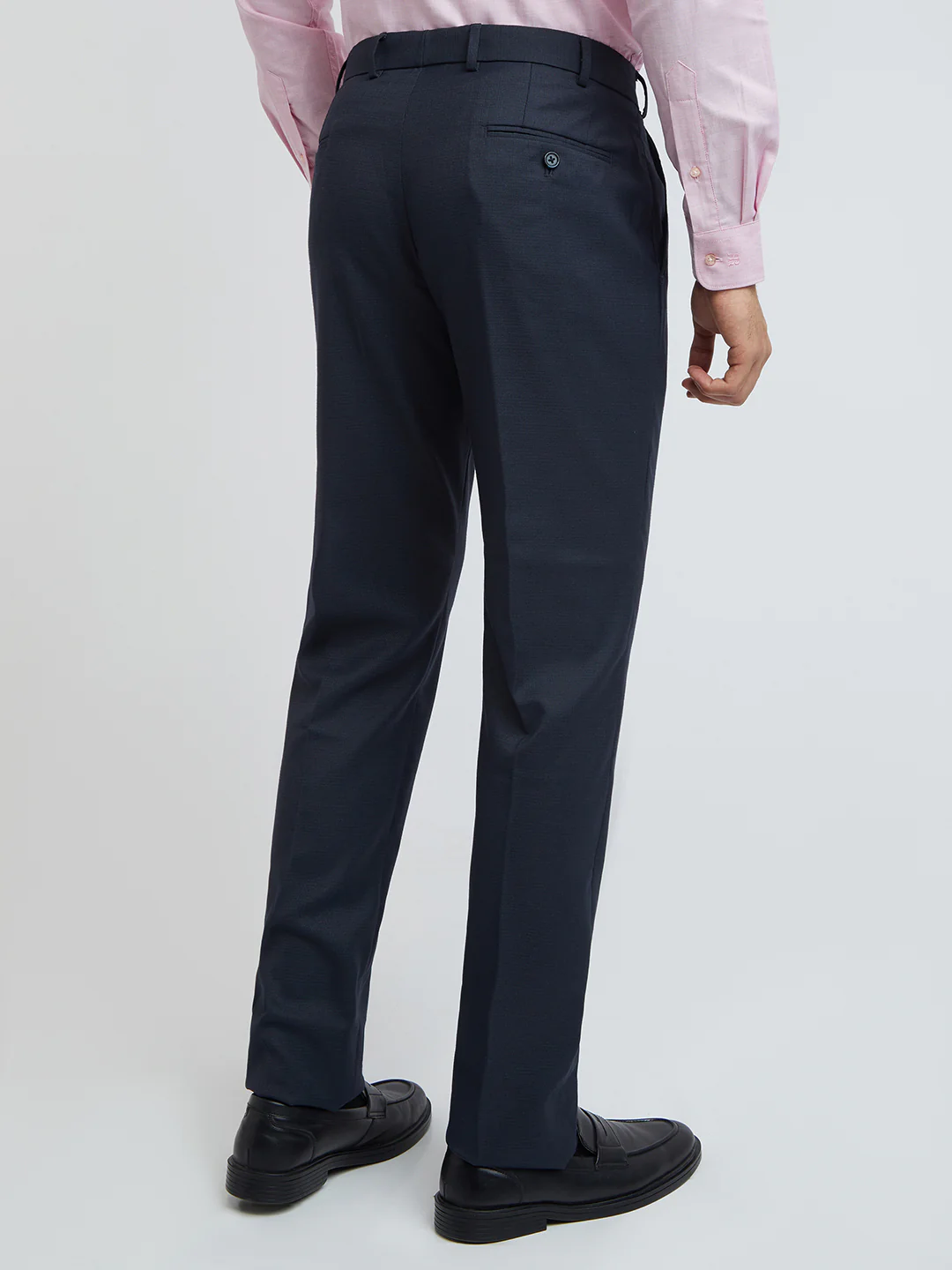 Raymond Men Blue Structure Slim Fit Polyester Blend Trouser - Image 4