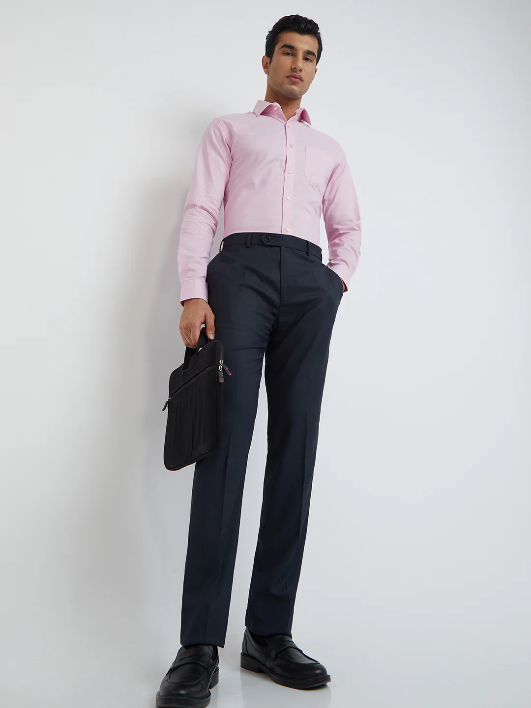 Raymond Men Blue Structure Slim Fit Polyester Blend Trouser - Image 5