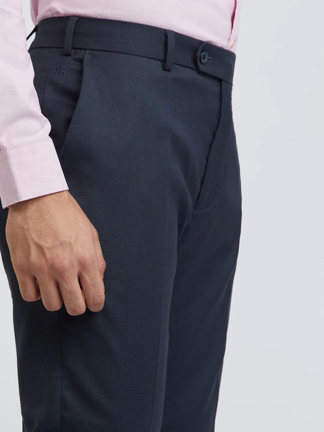 Raymond Men Blue Structure Slim Fit Polyester Blend Trouser - Image 6