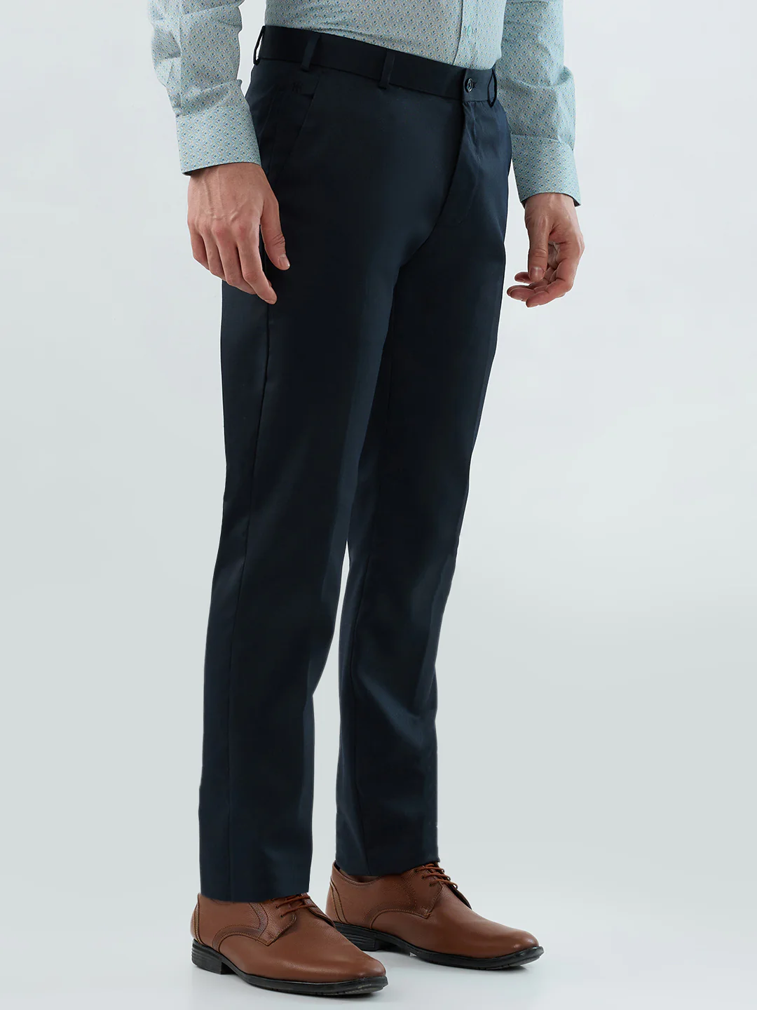 Raymond Men Blue Structure Slim Fit Polyester Blend Trouser - Image 2