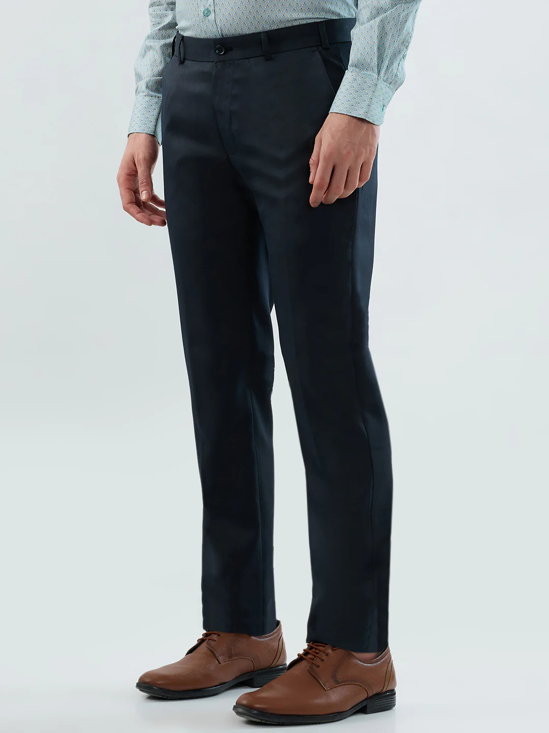 Raymond Men Blue Structure Slim Fit Polyester Blend Trouser - Image 3