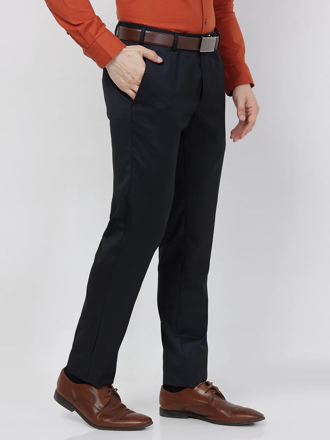 Raymond Men Blue Structure Slim Fit Polyester Blend Trouser - Image 2