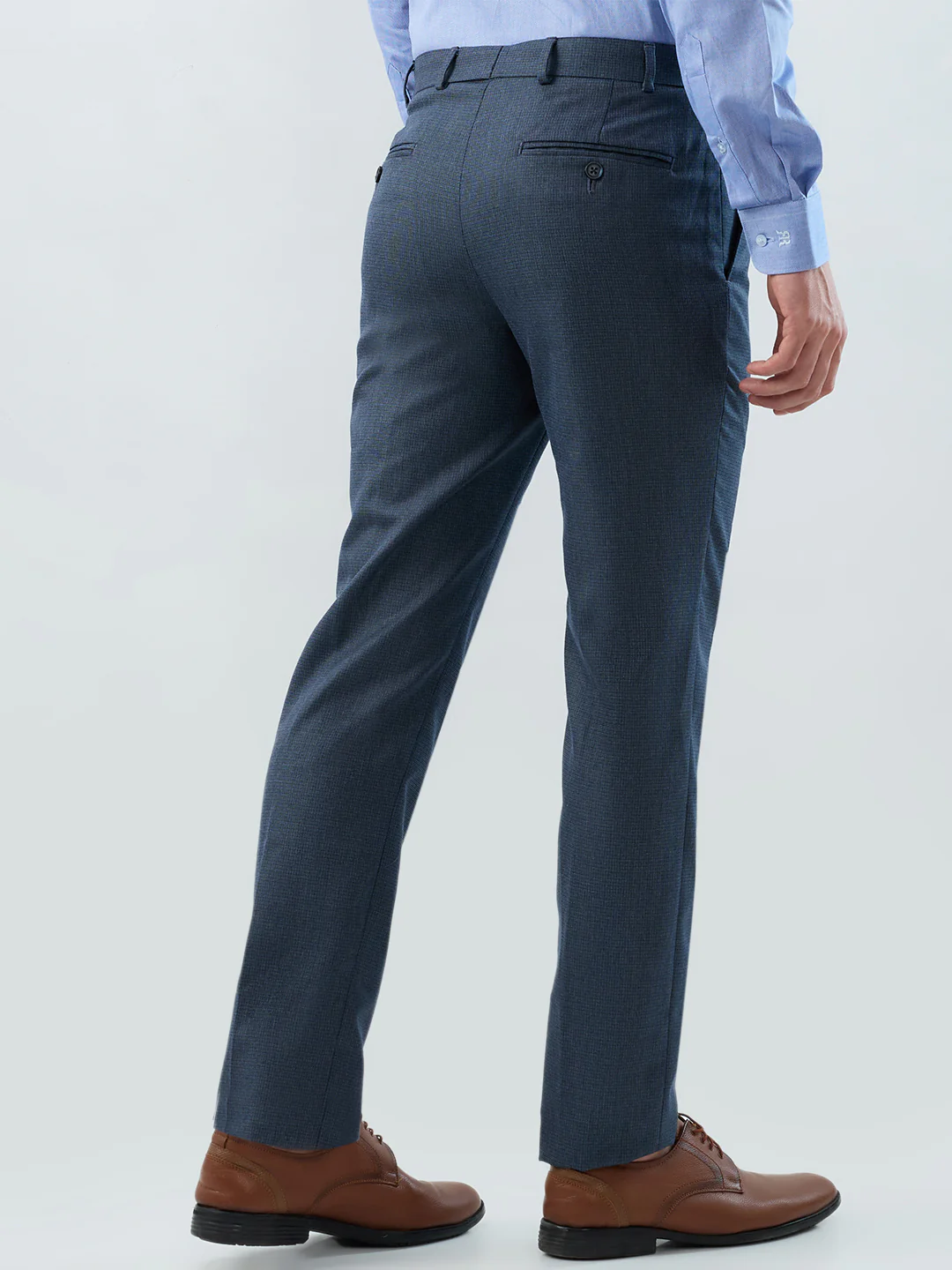 Raymond Men Blue Structure Slim Fit Polyester Blend Trouser - Image 4