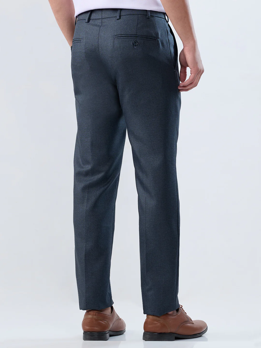 Raymond Men Blue Structure Slim Fit Polyester Blend Trouser - Image 4