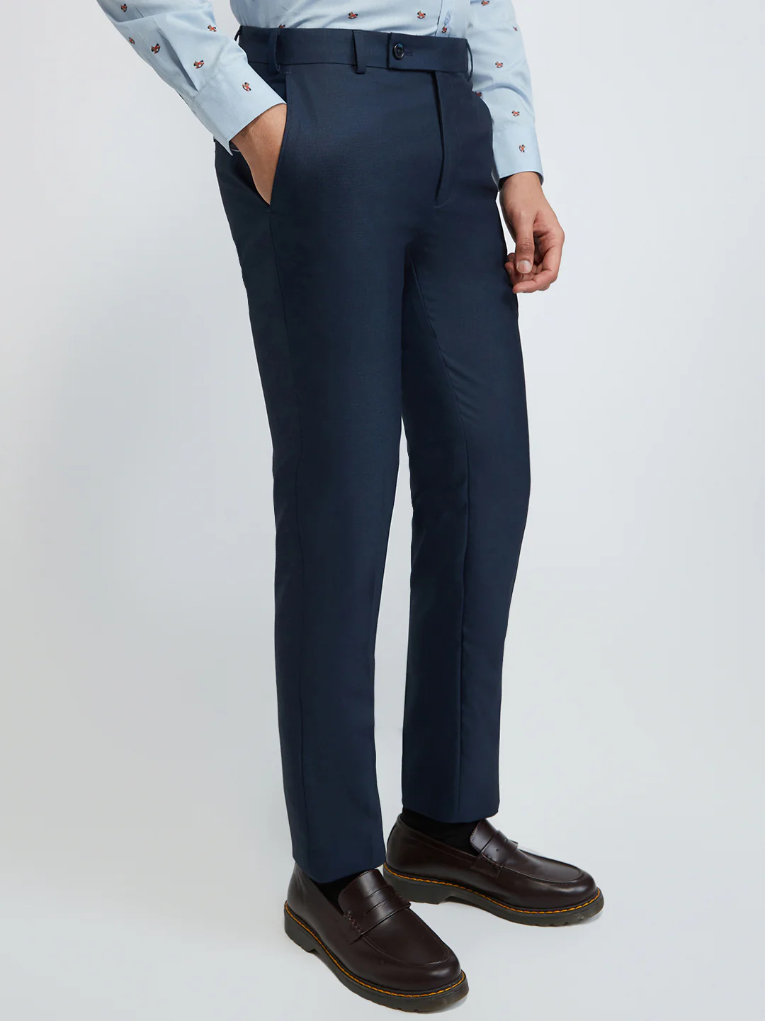 Raymond Men Blue Structure Slim Fit Polyester Blend Trouser - Image 2