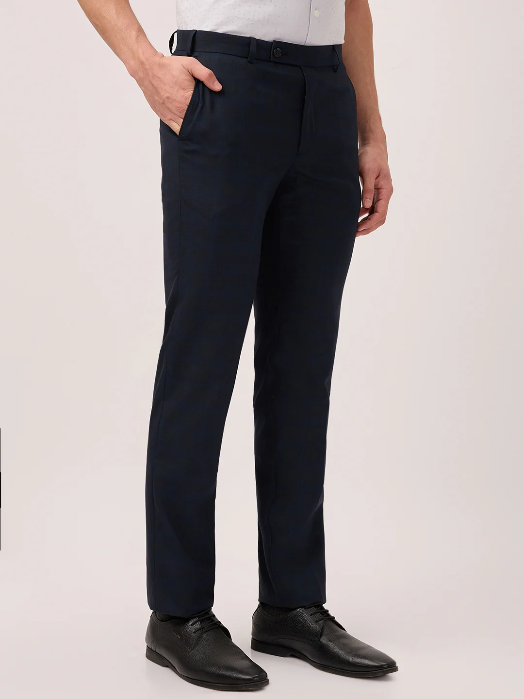 Raymond Men Blue Structure Slim Fit Polyester Blend Trouser - Image 3