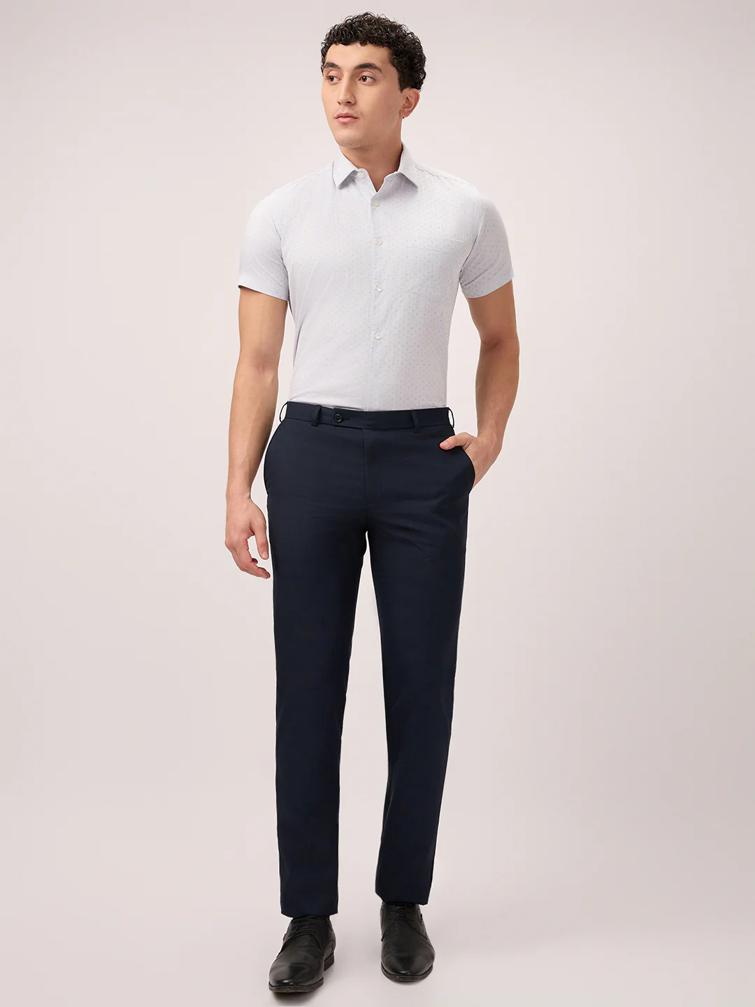 Raymond Men Blue Structure Slim Fit Polyester Blend Trouser - Image 5