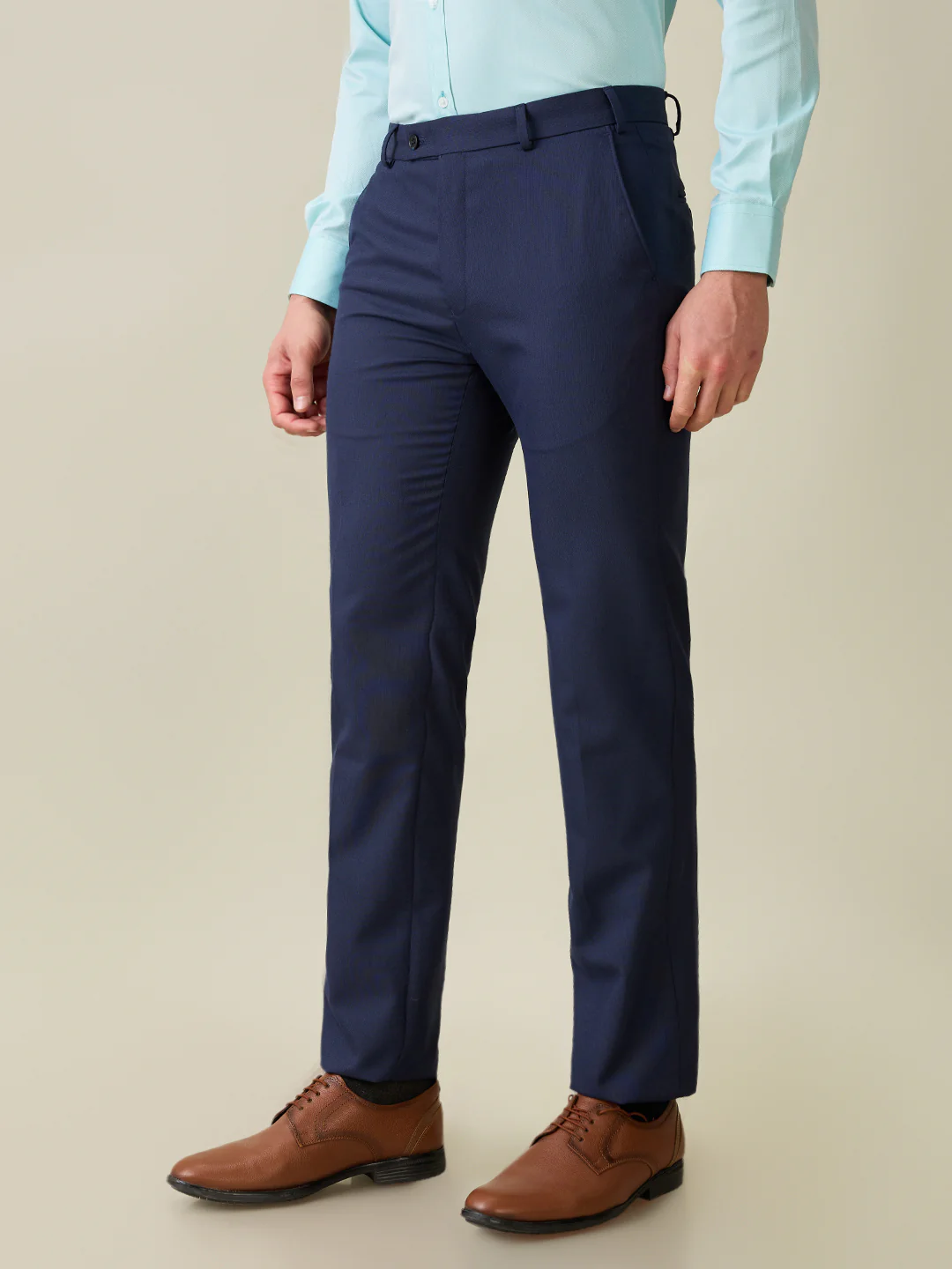 Raymond Men Blue Structure Slim Fit Polyester Blend Trouser - Image 2