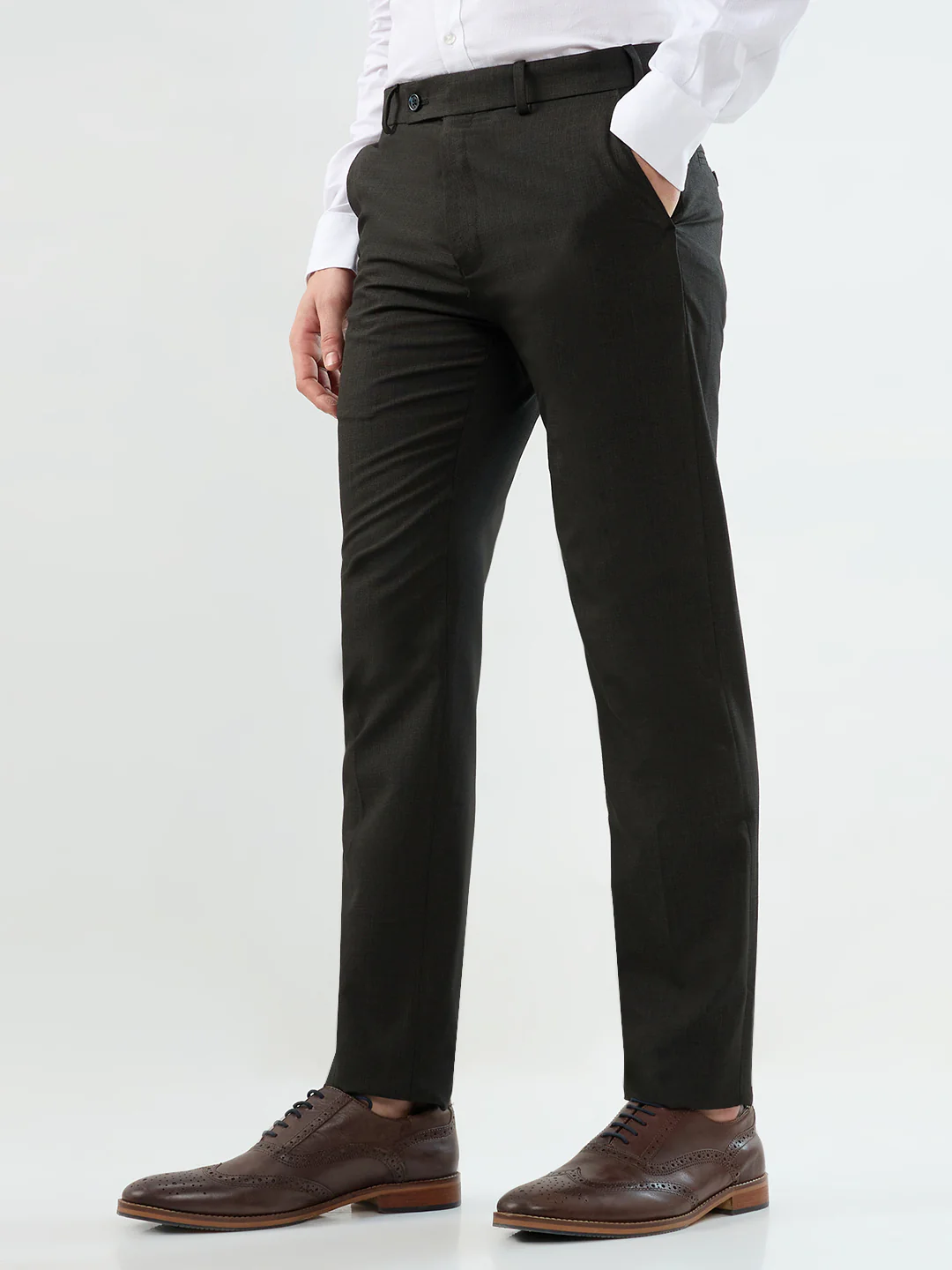 Raymond Men Blue Structure Slim Fit Polyester Blend Trouser - Image 3