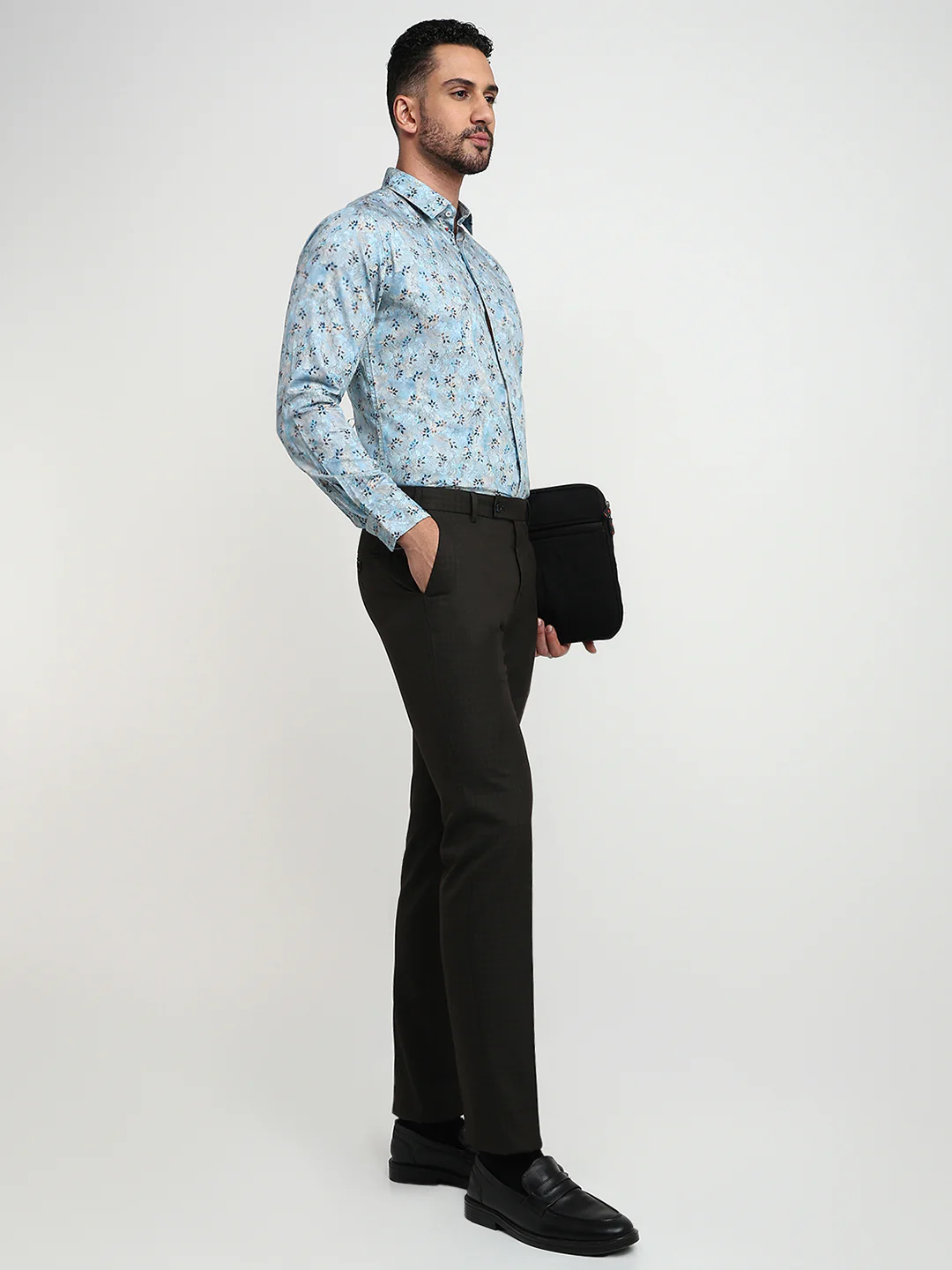 Raymond Men Blue Slim Fit Structure Trouser - Image 5