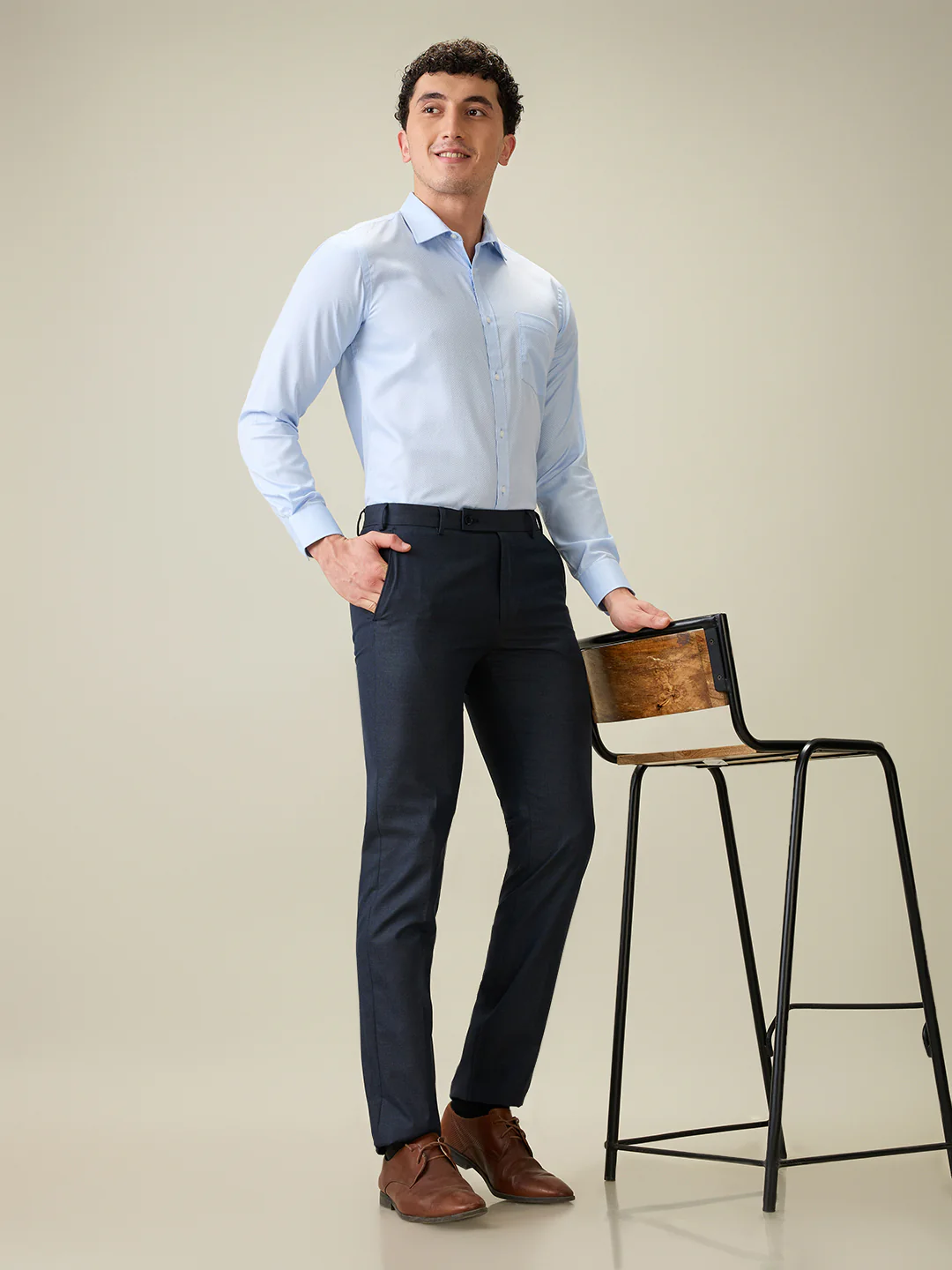 Raymond Men Blue Slim Fit Structure Trouser - Image 6