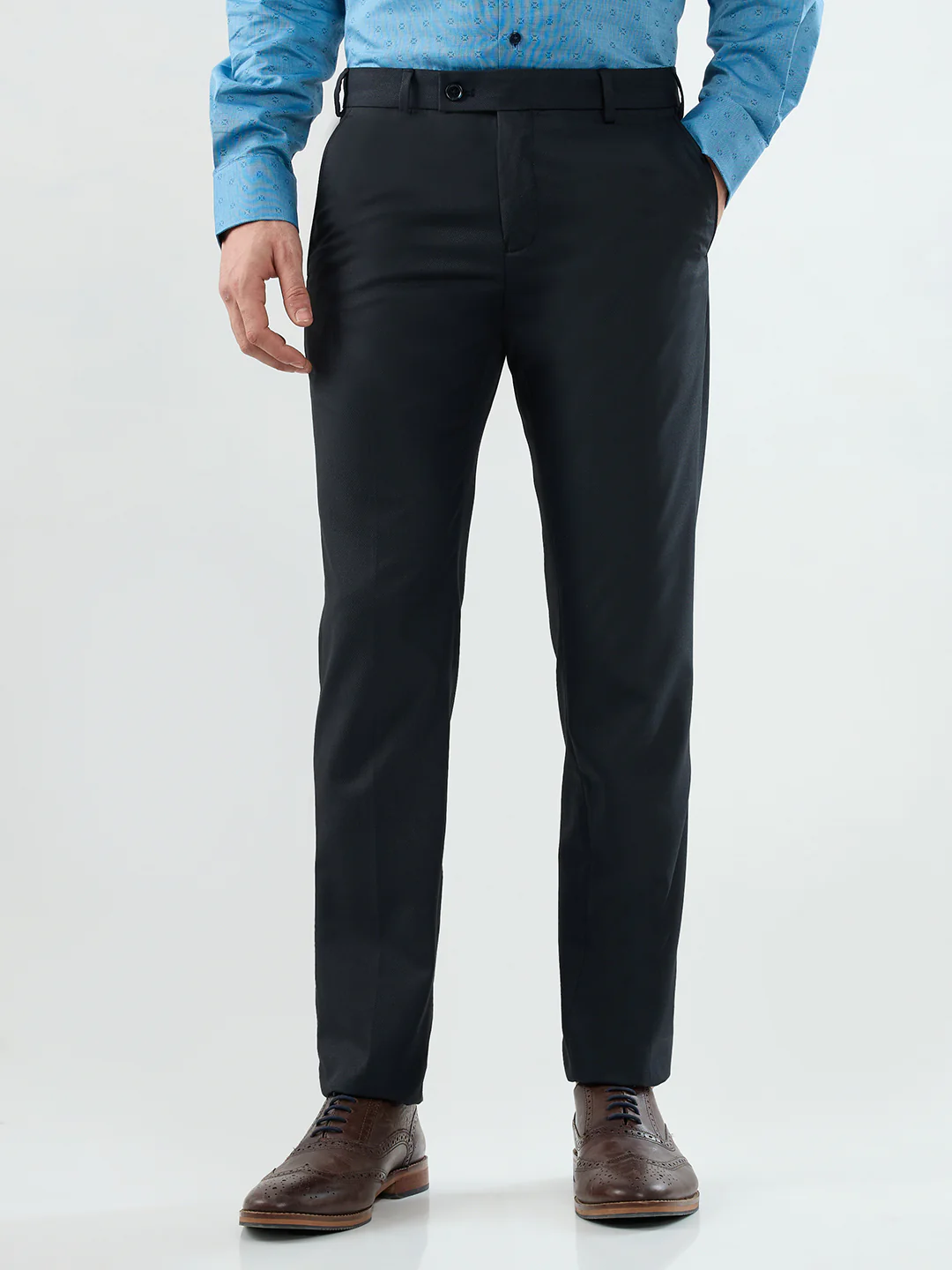 Raymond Men Blue Structure Slim Fit Polyester Blend Trouser