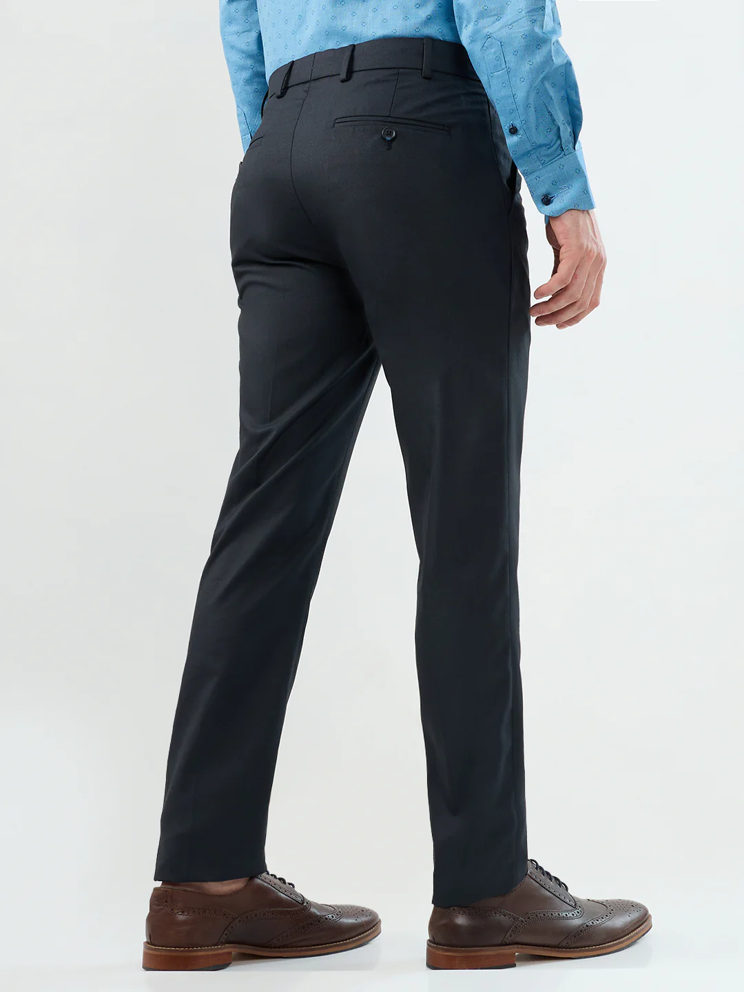 Raymond Men Blue Structure Slim Fit Polyester Blend Trouser - Image 4
