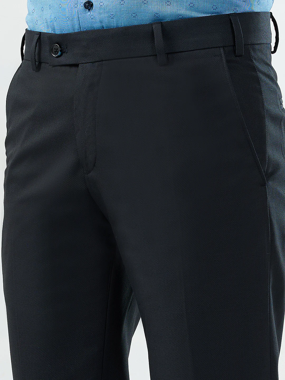 Raymond Men Blue Structure Slim Fit Polyester Blend Trouser - Image 6