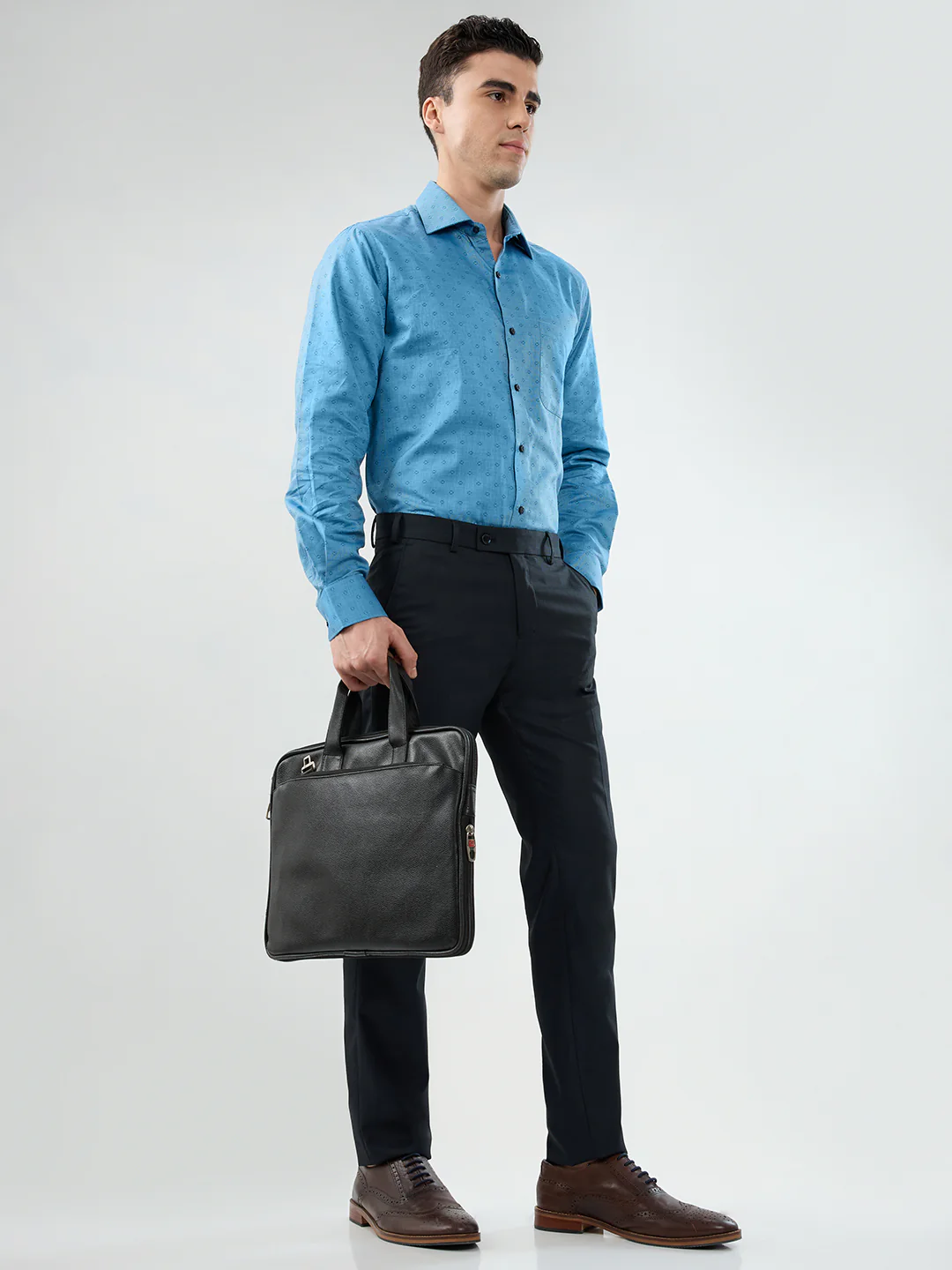 Raymond Men Blue Structure Slim Fit Polyester Blend Trouser - Image 7