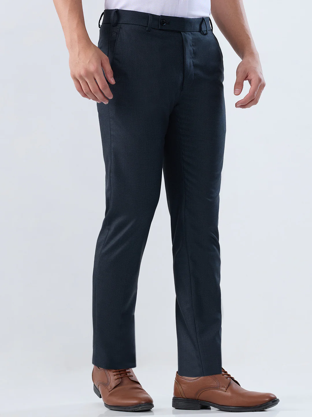 Raymond Men Blue Structure Slim Fit Polyester Blend Trouser - Image 2