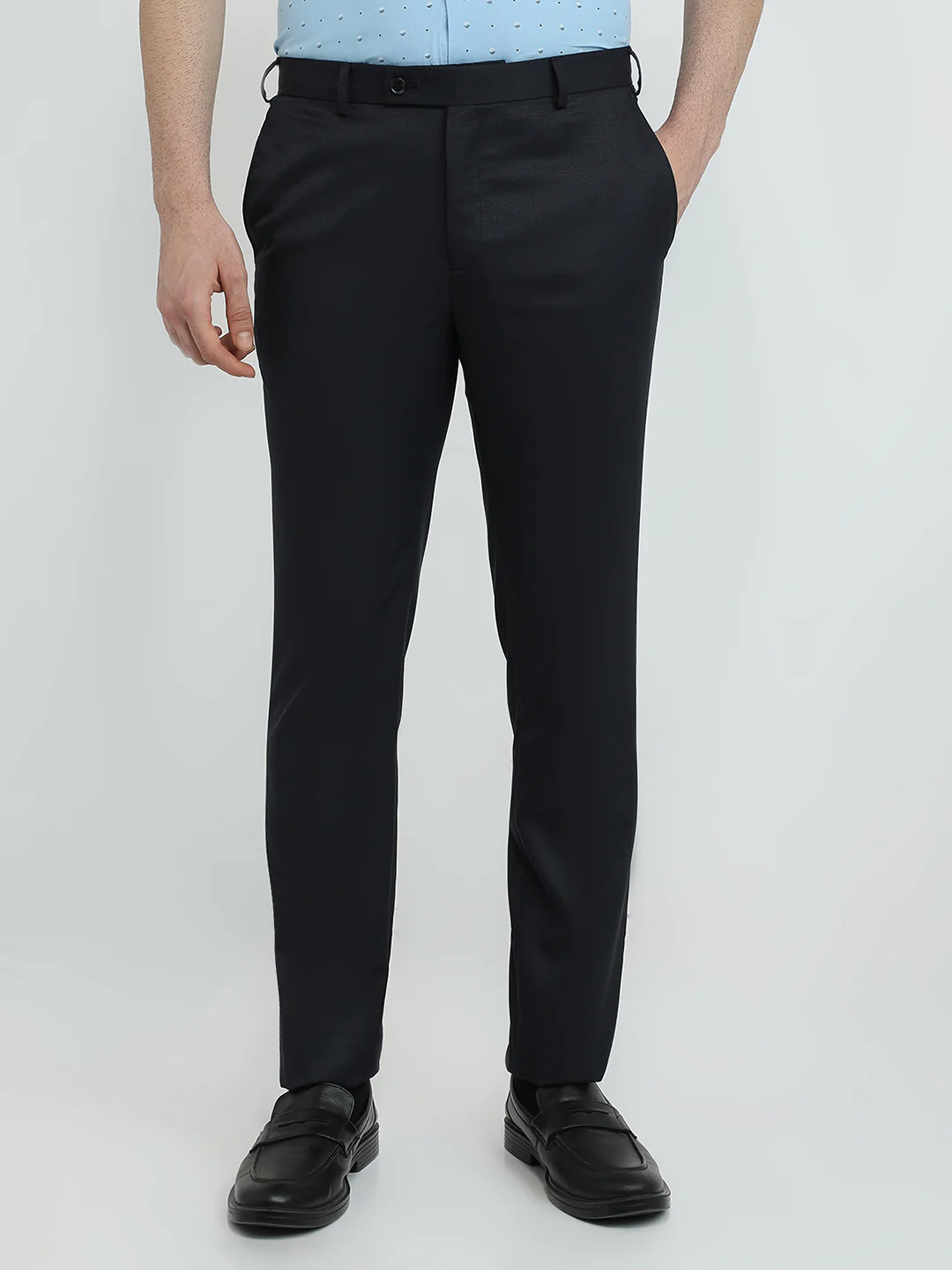 Raymond Men Blue Structure Slim Fit Polyester Blend Trouser