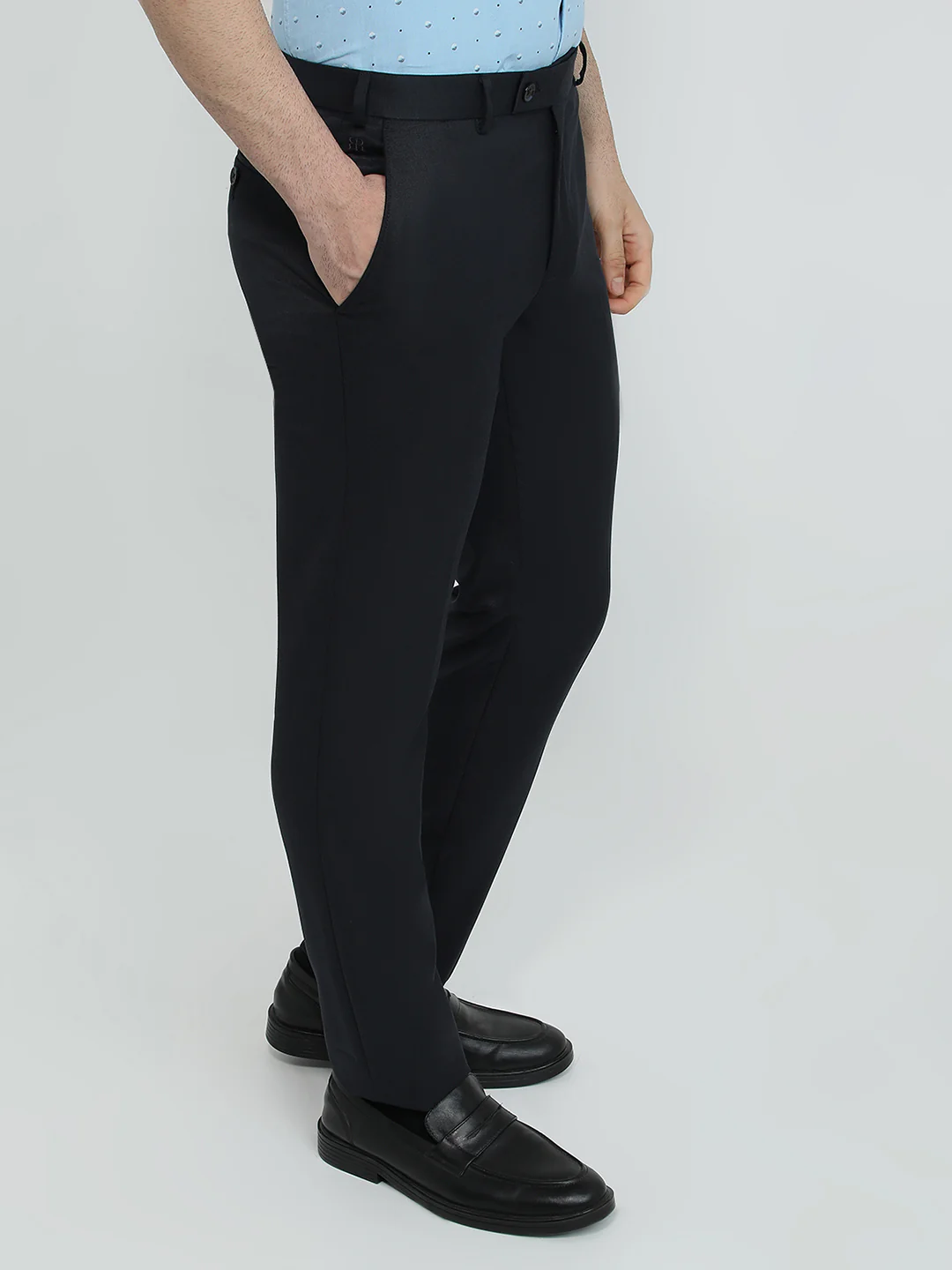 Raymond Men Blue Structure Slim Fit Polyester Blend Trouser - Image 3
