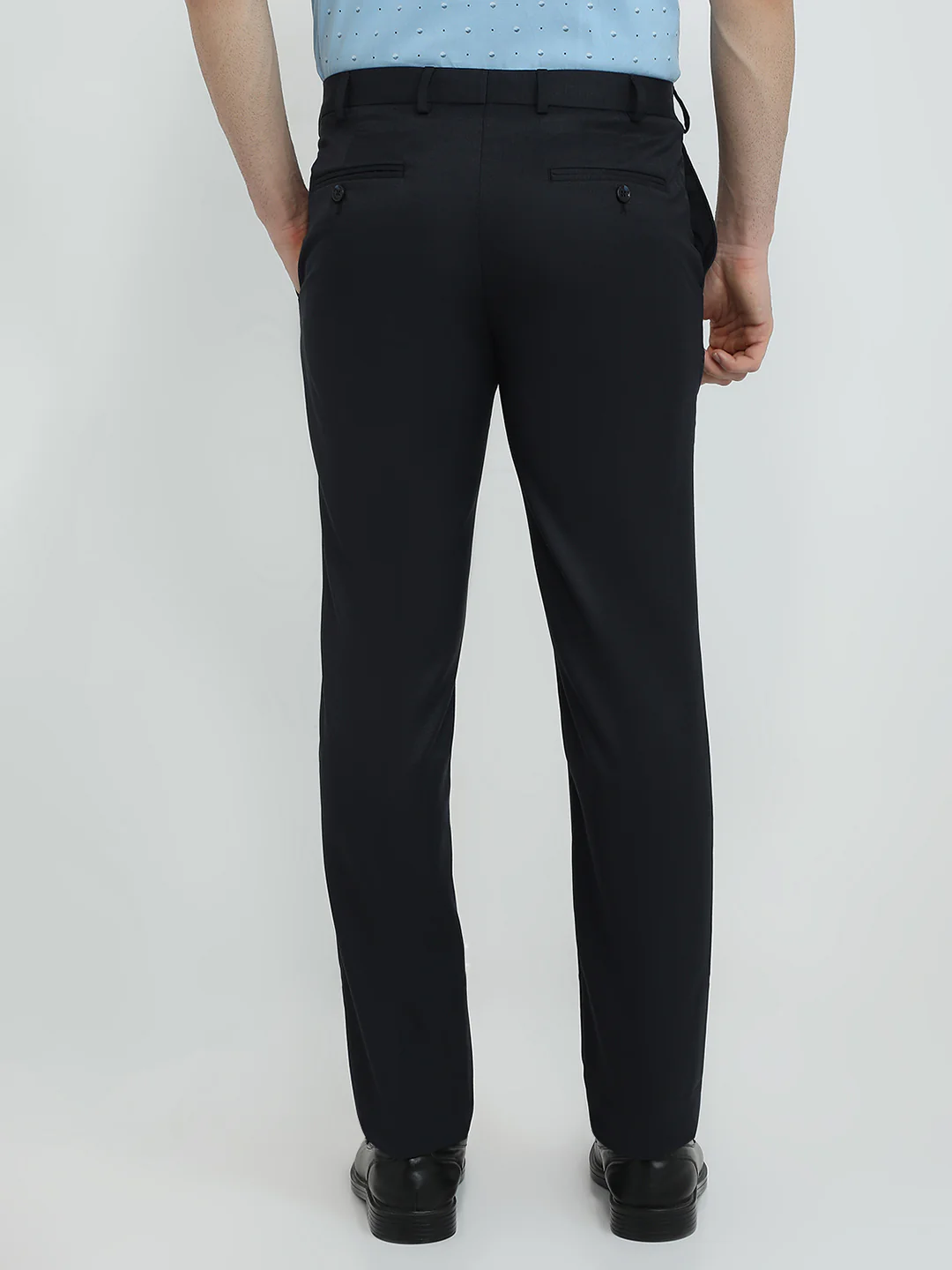 Raymond Men Blue Structure Slim Fit Polyester Blend Trouser - Image 4