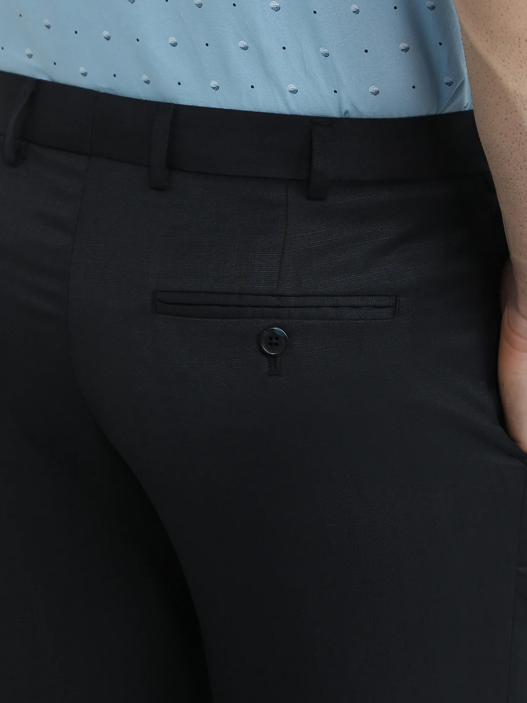 Raymond Men Blue Structure Slim Fit Polyester Blend Trouser - Image 7