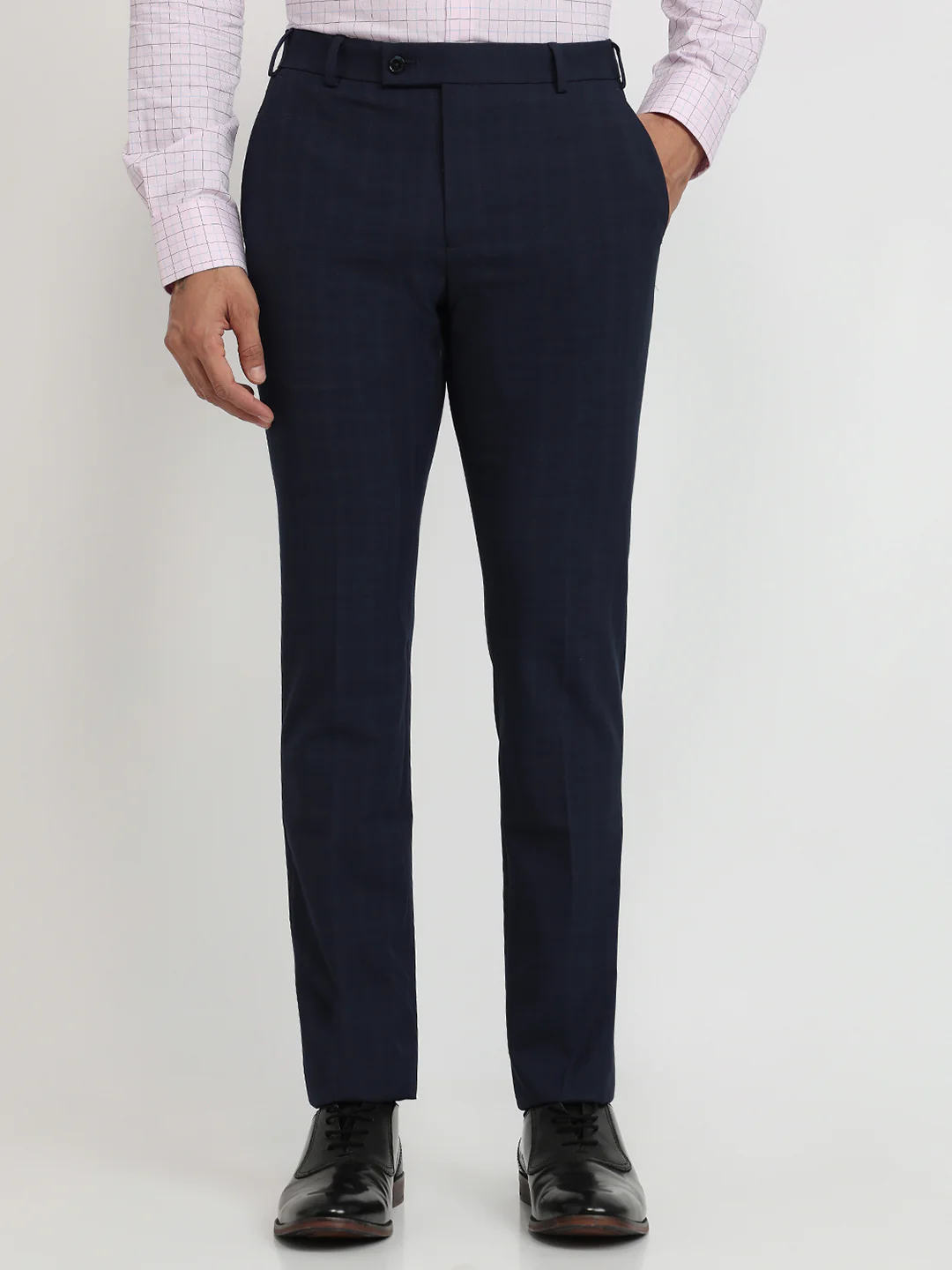 Raymond Men Blue Structure Slim Fit Polyester Blend Trouser