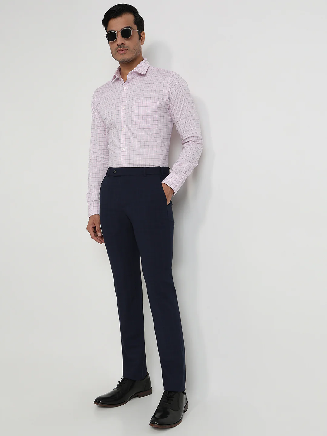 Raymond Men Blue Structure Slim Fit Polyester Blend Trouser - Image 5