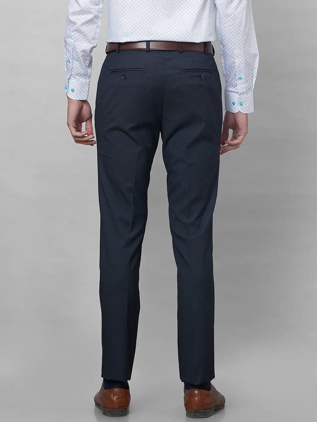 Raymond Men Blue Structure Slim Fit Polyester Blend Trousers - Image 5