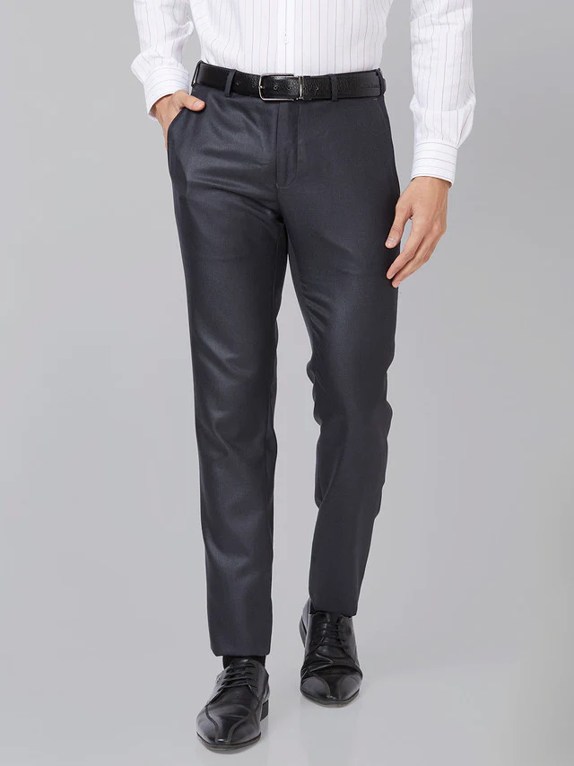 Raymond Men Blue Structure Slim Fit Polyester Trouser