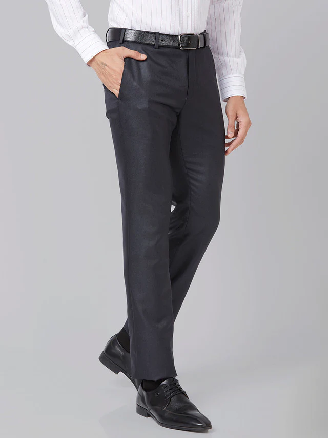 Raymond Men Blue Structure Slim Fit Polyester Trouser - Image 2