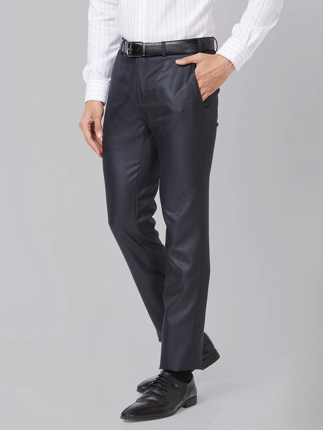 Raymond Men Blue Structure Slim Fit Polyester Trouser - Image 3