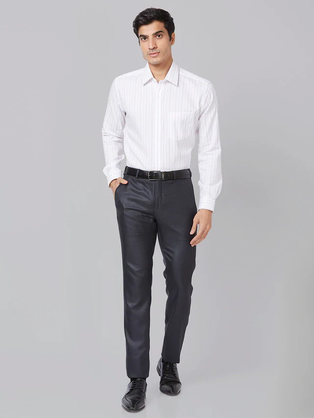 Raymond Men Blue Structure Slim Fit Polyester Trouser - Image 5