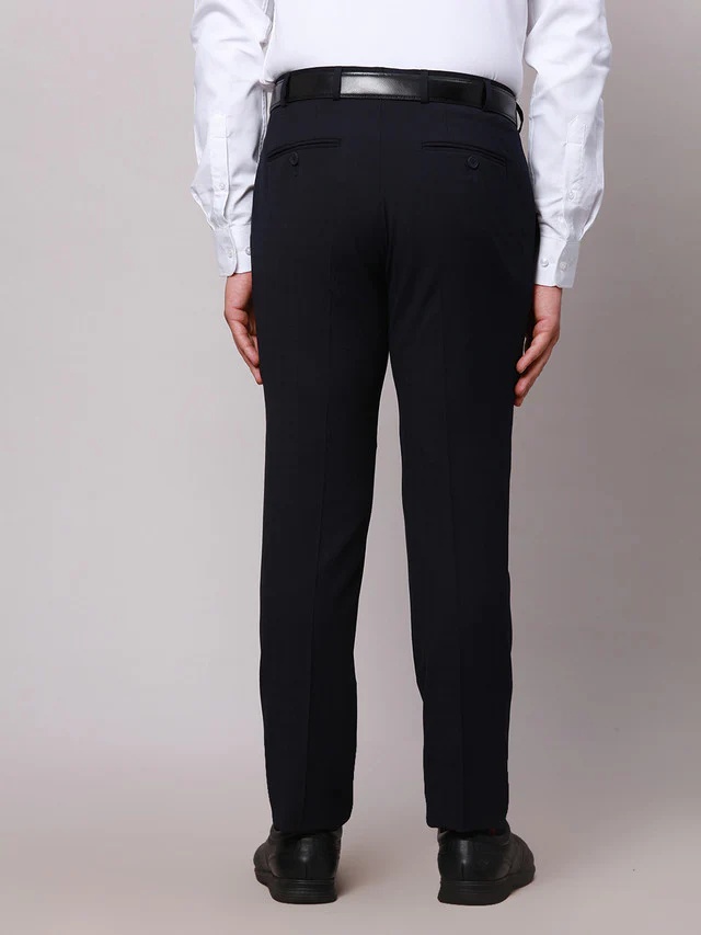 Raymond Men Blue Slim Fit Structure Trouser - Image 4