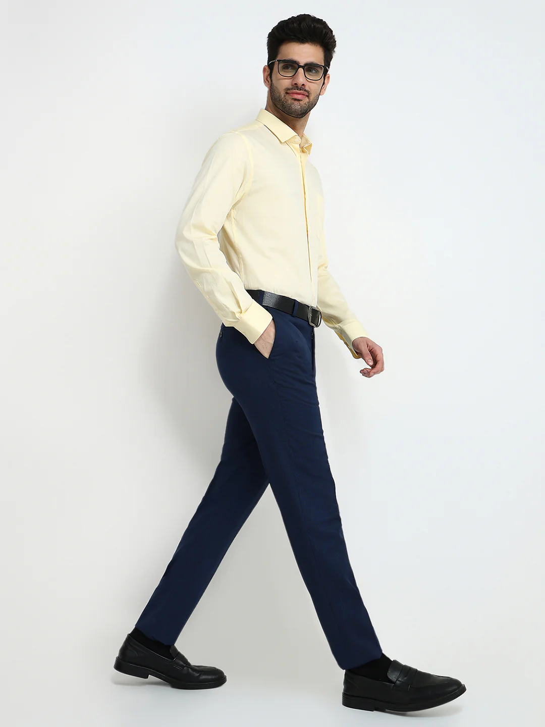 Raymond Men Blue Twill Contemporary Fit Polyester Blend Trouser - Image 5