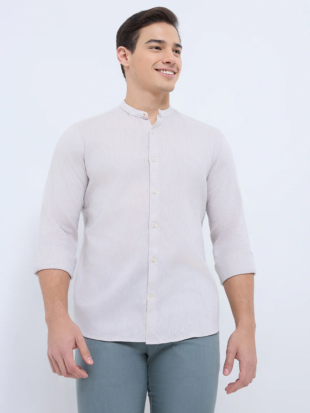 Raymond Men Brown Chambray Regular Fit Cotton Blend Casual Shirt - Image 2
