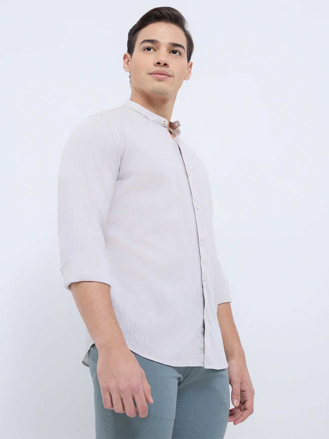 Raymond Men Brown Chambray Regular Fit Cotton Blend Casual Shirt - Image 4