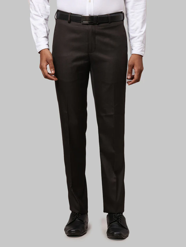 Raymond Men Brown Checkered Slim Fit Trouser