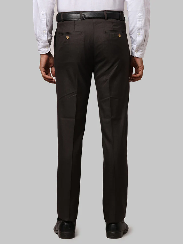Raymond Men Brown Checkered Slim Fit Trouser - Image 4