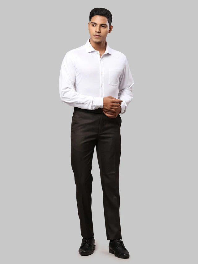 Raymond Men Brown Checkered Slim Fit Trouser - Image 5