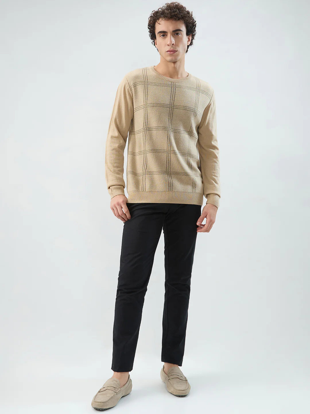 Raymond Men Brown Checks Acrlic Blend Sweatshirt - Image 5
