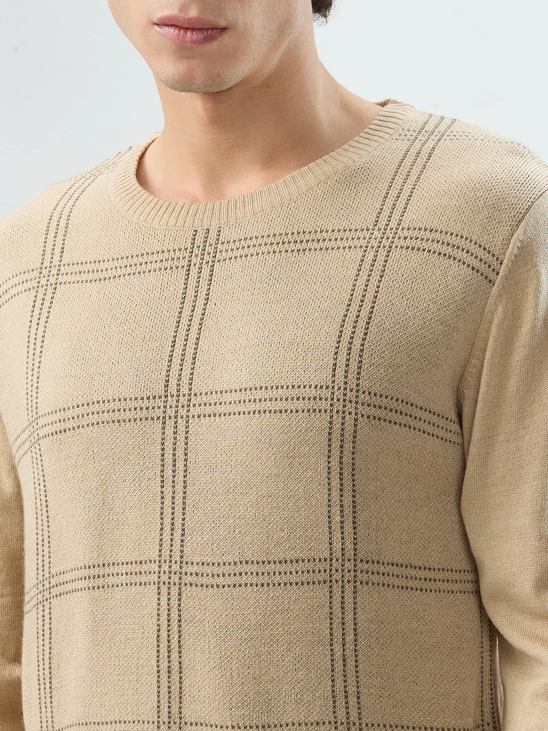 Raymond Men Brown Checks Acrlic Blend Sweatshirt - Image 6
