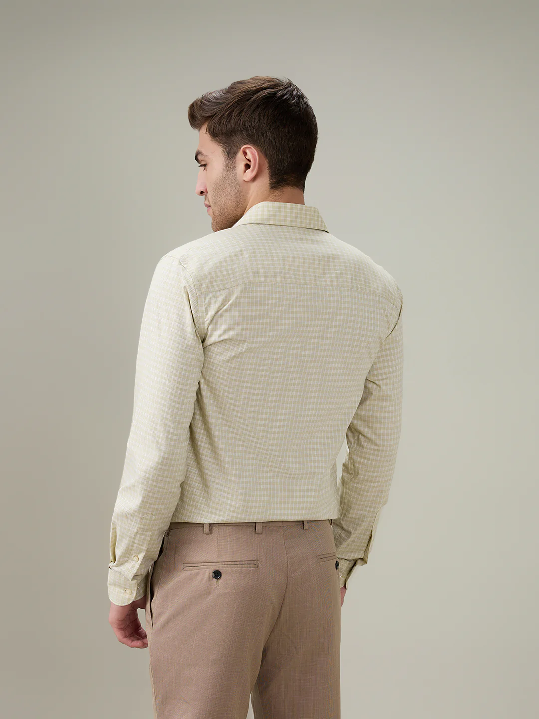 Raymond Men Brown Checks Contemporary Fit Cotton Full Sleeve Formal Shirt - Image 4