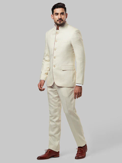 Raymond Men Brown Checks Contemporary Fit Polyester Blend Suit - Image 3