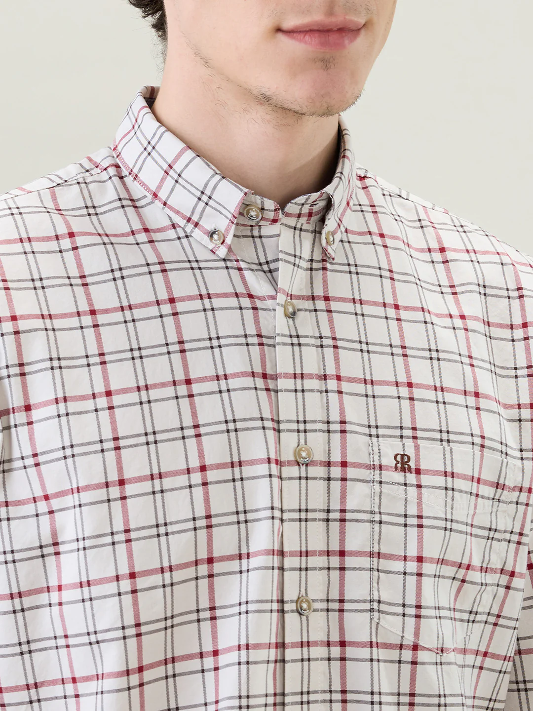 Raymond Men Brown Checks Regular Fit Cotton Full Sleeve Casual Shirt - Image 6